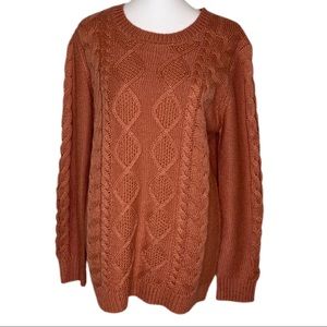 Jack by BB Dakota Cable Knit Fisherman Crewneck Sweater Fall Cozy Small